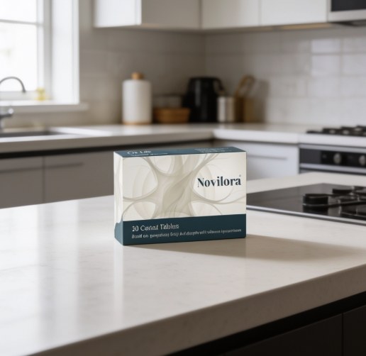 Novilora package on a bright kitchen counter